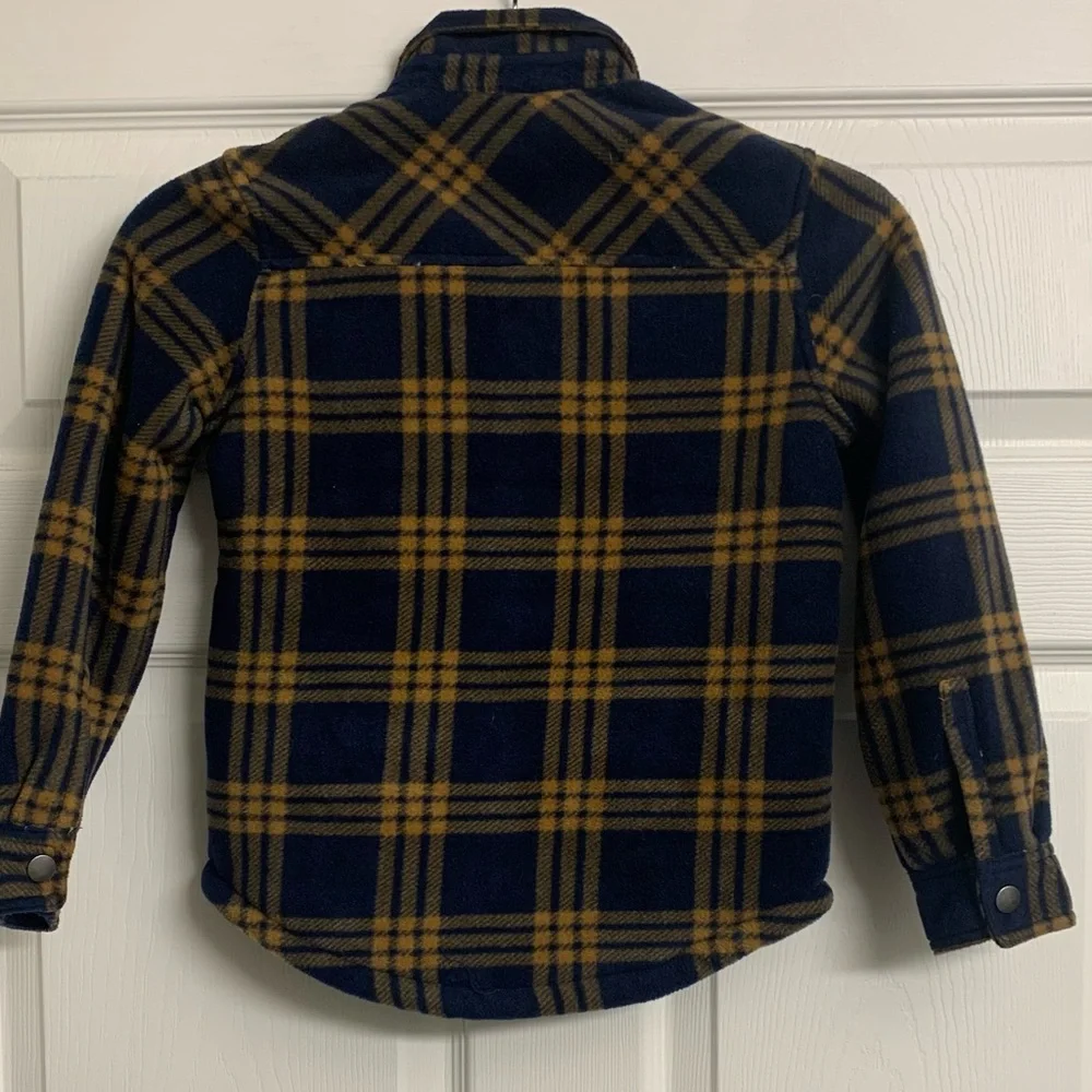 NWOT Eddie Bauer Kids XS 5/6 Outdoor‎ Plaid Fleece Jacket Blue Brown
